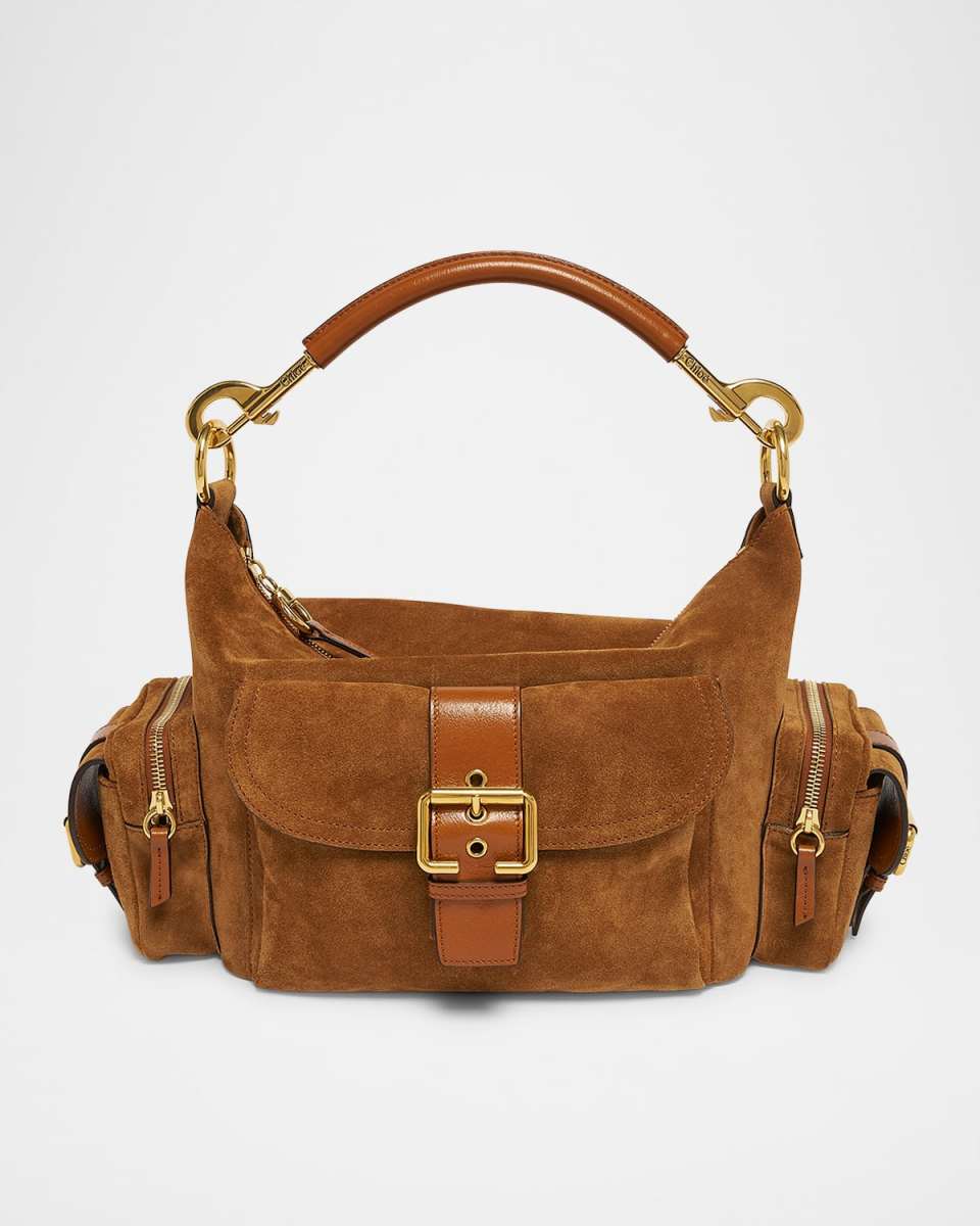 Medium Camera Shoulder Bag in Suede